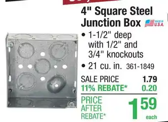 Menards 4 Square Steel Junction Box offer