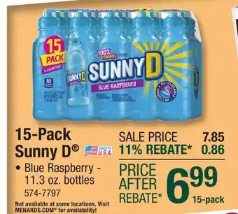 Menards 15-Pack Sunny D offer
