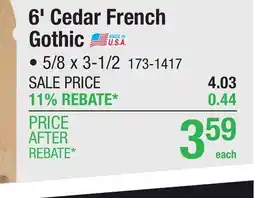 Menards 6' Cedar French Gothic offer