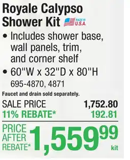 Menards Royale Calypso Shower Kit offer