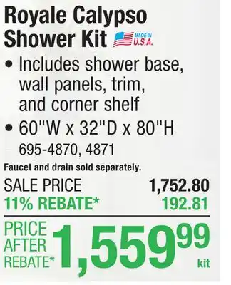 Menards Royale Calypso Shower Kit offer