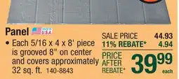 Menards Panel offer