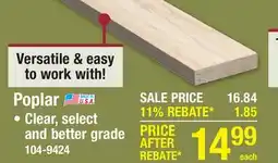 Menards Poplar 1 x 4 x 8' HARDWOOD BOARD offer