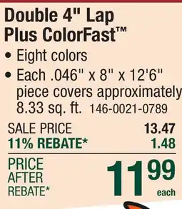 Menards Double 4 Lap Plus ColorFast offer