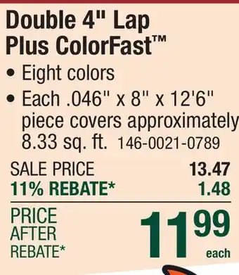 Menards Double 4 Lap Plus ColorFast offer