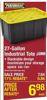 Menards 27-Gallon Industrial Tote offer