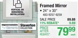 Menards Framed Mirror offer