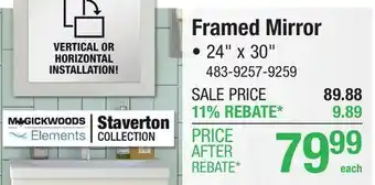 Menards Framed Mirror offer