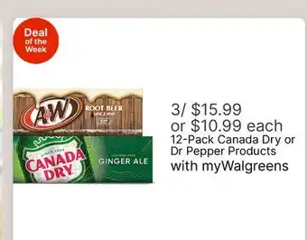 Walgreens 12-Pack Canada Dry or Dr Pepper Products offer