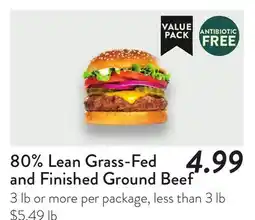 Fresh Thyme 80% Lean Grass-Fed and Finished Ground Beef offer