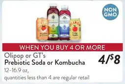 Fresh Thyme Olipop or GT's Prebiotic Soda or Kombucha offer