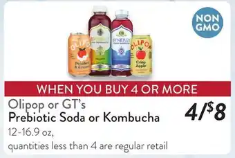 Fresh Thyme Olipop or GT's Prebiotic Soda or Kombucha offer