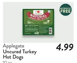 Fresh Thyme Applegate Uncured Turkey Hot Dogs offer