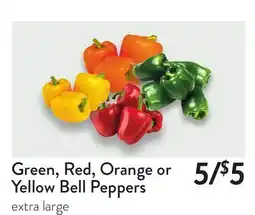 Fresh Thyme Green, Red, Orange or Yellow Bell Peppers offer