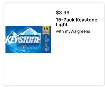 Walgreens 15-Pack Keystone Light offer