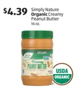 Aldi Simply Nature Organic Creamy Peanut Butter offer