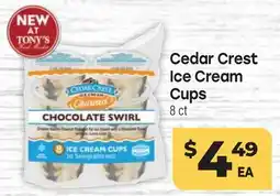 Tony’s Fresh Market Cedar Crest Ice Cream Cups offer