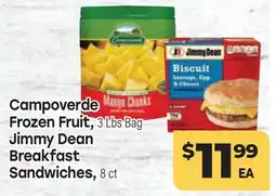 Tony’s Fresh Market Campoverde Frozen Fruit, 3 Lbs Bag Jimmy Dean Breakfast Sandwiches, 8 ct offer