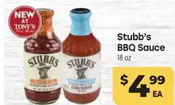 Tony’s Fresh Market Stubb's BBQ Sauce offer