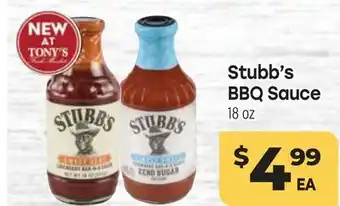Tony’s Fresh Market Stubb's BBQ Sauce offer