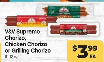 Tony’s Fresh Market V & V Supremo Chorizo, Chicken Chorizo or Grilling Chorizo offer