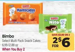 Tony’s Fresh Market Bimbo Select Multi Pack Snack Cakes offer