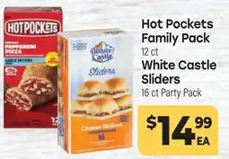 Tony’s Fresh Market Hot Pockets Family Pack 12 ct, White Castle Sliders 16 ct Party Pack offer