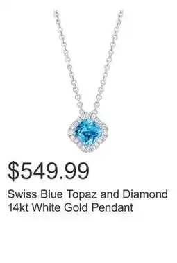 Costco Swiss Blue Topaz and Diamond 14kt White Gold Pendant offer
