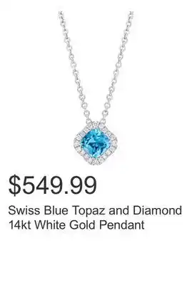 Costco Swiss Blue Topaz and Diamond 14kt White Gold Pendant offer