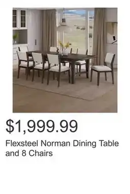 Costco Flexsteel Norman Dining Table and 8 Chairs offer