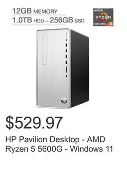 Costco HP Pavilion Desktop - AMD Ryzen 5 5600G - Windows 11 offer