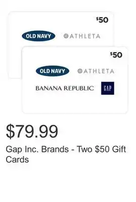 Costco Gap Inc. Brands - Two $50 Gift Cards offer