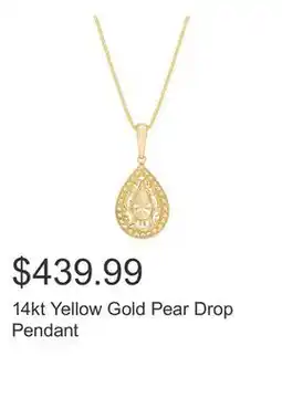 Costco 14kt Yellow Gold Pear Drop Pendant offer