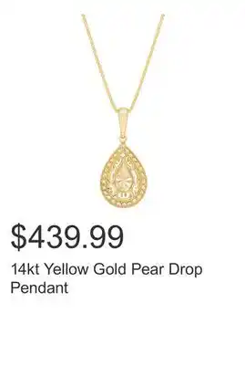 Costco 14kt Yellow Gold Pear Drop Pendant offer