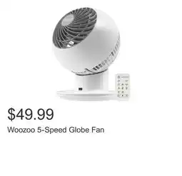 Costco Woozoo 5-Speed Globe Fan offer