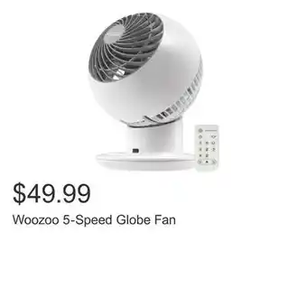 Costco Woozoo 5-Speed Globe Fan offer