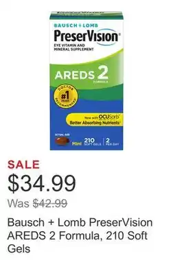 Costco Bausch + Lomb PreserVision AREDS 2 Formula, 210 Soft Gels offer