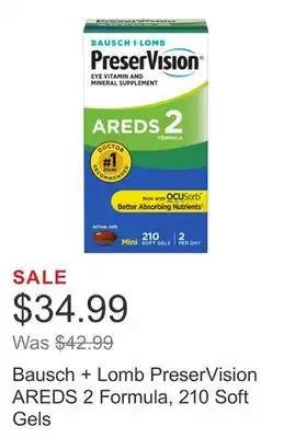 Costco Bausch + Lomb PreserVision AREDS 2 Formula, 210 Soft Gels offer