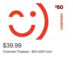 Costco Cinemark Theatres - $50 eGift Card offer