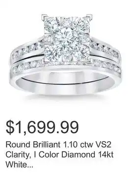 Costco Round Brilliant 1.10 ctw VS2 Clarity, I Color Diamond 14kt White Gold Wedding Set offer