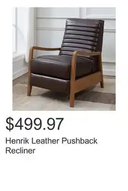 Costco Henrik Leather Pushback Recliner offer