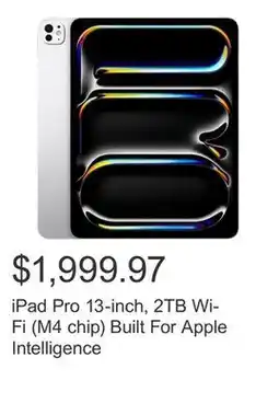 Costco iPad Pro 13-inch, 2TB Wi-Fi (M4 chip) Built For Apple Intelligence offer