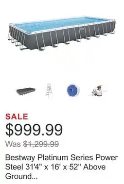 Costco Bestway Platinum Series Power Steel 31'4 x 16' x 52 Above Ground Pool Set- Gray offer
