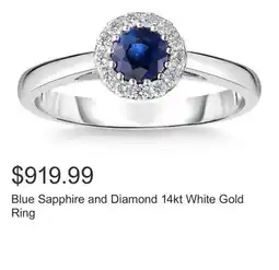 Costco Blue Sapphire and Diamond 14kt White Gold Ring offer