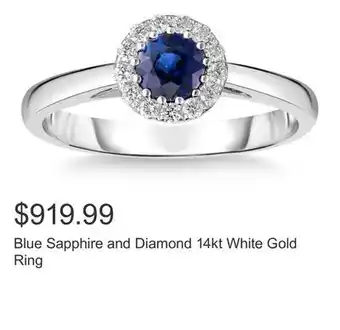 Costco Blue Sapphire and Diamond 14kt White Gold Ring offer