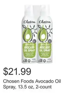 Costco Chosen Foods Avocado Oil Spray, 13.5 oz, 2-count offer