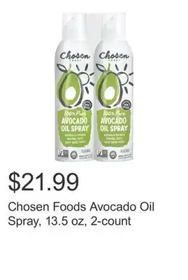 Costco Chosen Foods Avocado Oil Spray, 13.5 oz, 2-count offer