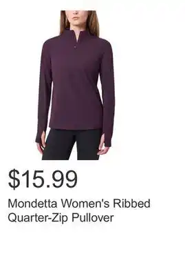 Costco Mondetta Women's Ribbed Quarter-Zip Pullover offer