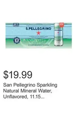 Costco San Pellegrino Sparkling Natural Mineral Water, Unflavored, 11.15 fl oz, 24-count offer