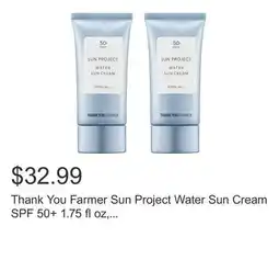 Costco Thank You Farmer Sun Project Water Sun Cream SPF 50+ 1.75 fl oz, 2-pack offer